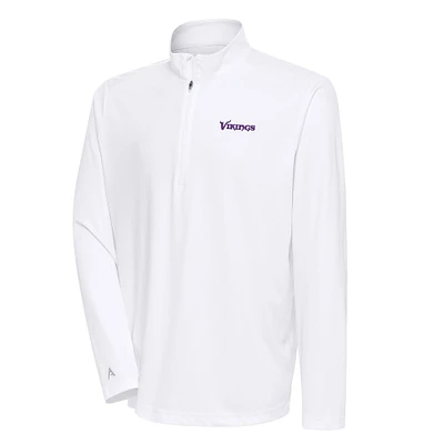 Men's Antigua Minnesota Vikings Team Logo Throwback Tribute Quarter-Zip Pullover Top