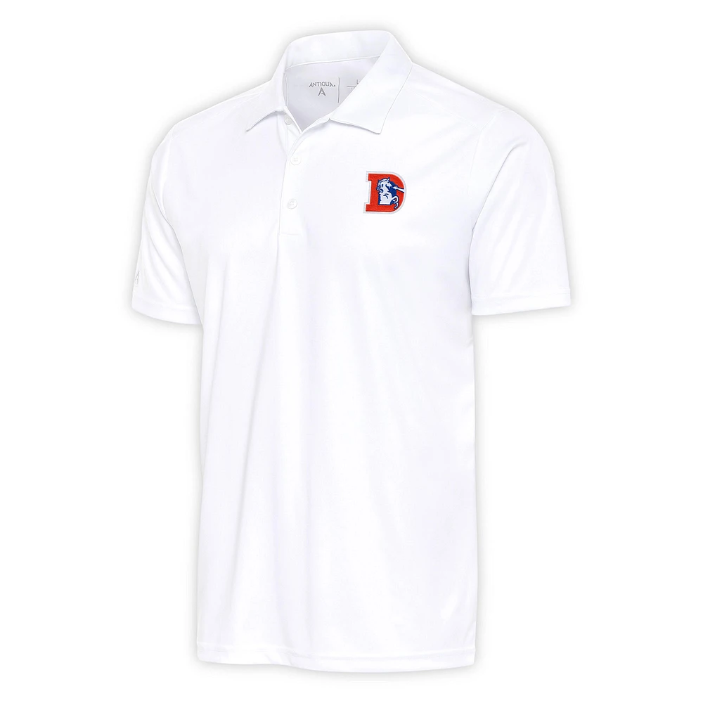Men's Antigua White Denver Broncos Team Logo Throwback Tribute Polo