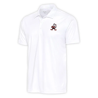 Men's Antigua White Cleveland Browns Team Logo Throwback Tribute Polo