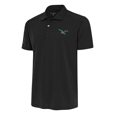 Men's Antigua Charcoal Philadelphia Eagles Team Logo Throwback Tribute Polo