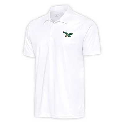 Men's Antigua White Philadelphia Eagles Team Logo Throwback Tribute Polo