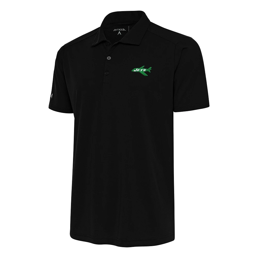 Men's Antigua Black New York Jets Team Logo Throwback Tribute Polo