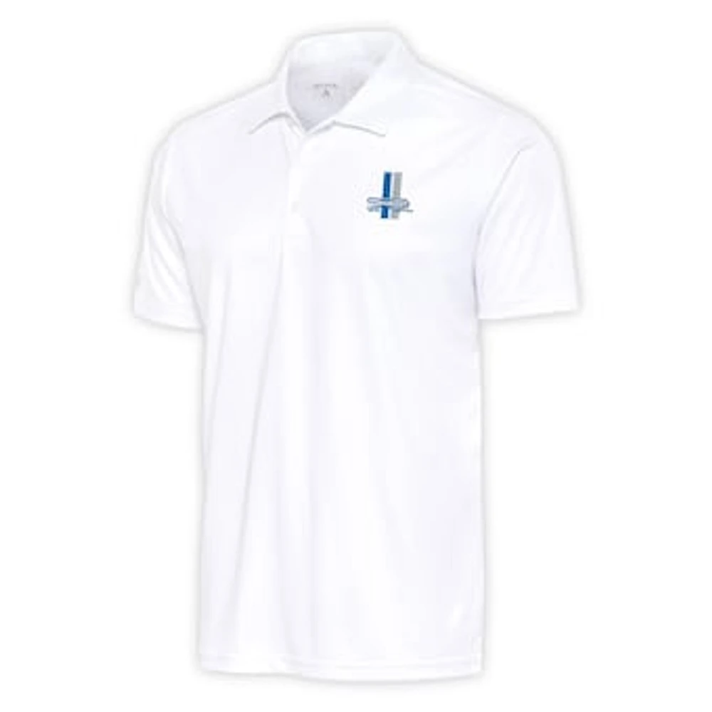 Men's Antigua White Detroit Lions Team Logo Throwback Tribute Polo