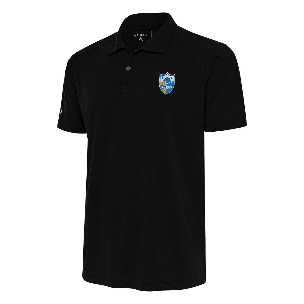 Men's Antigua Black Los Angeles Chargers Team Logo Throwback Tribute Polo