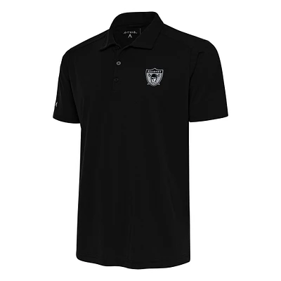 Men's Antigua Black Las Vegas Raiders Team Logo Throwback Tribute Polo