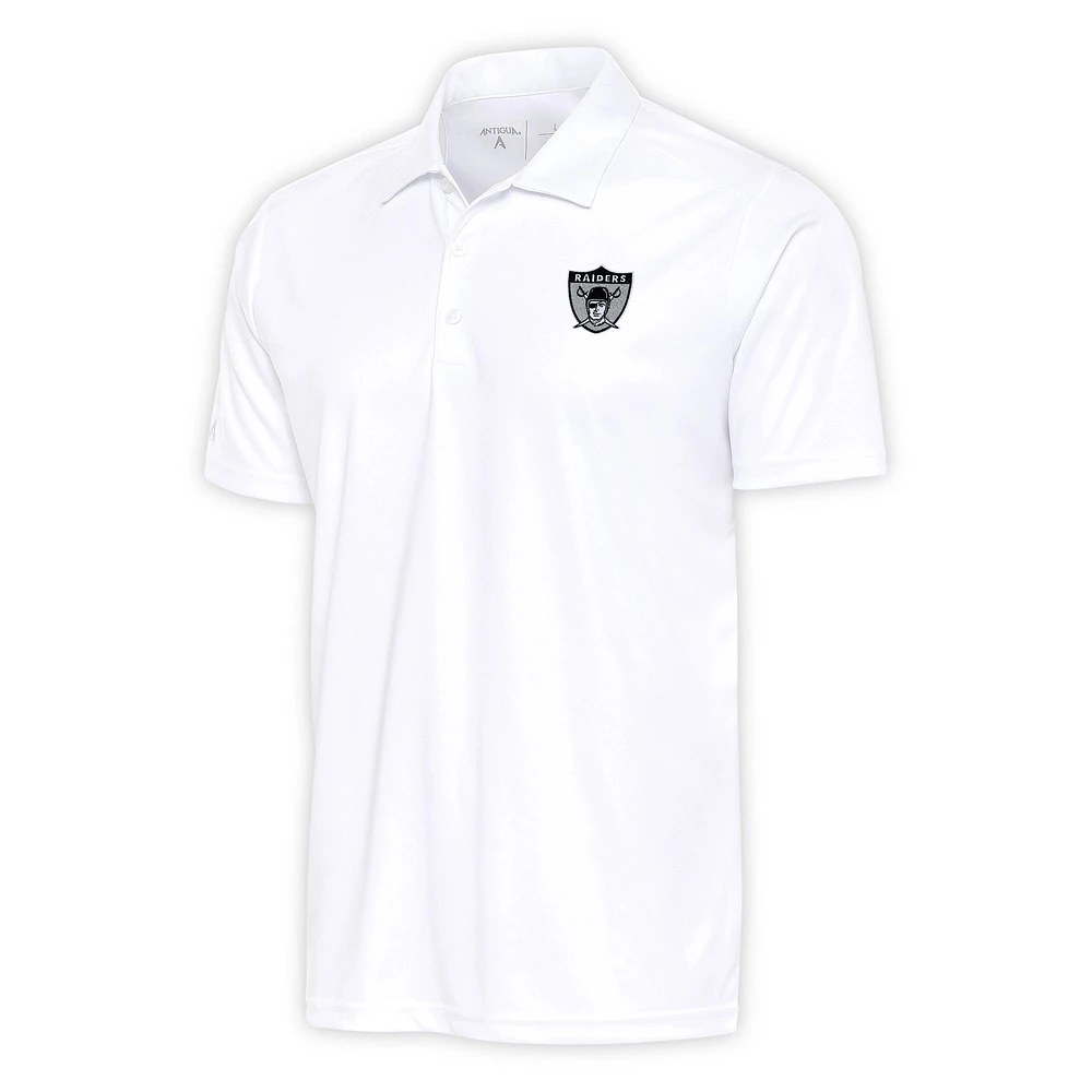 Men's Antigua White Las Vegas Raiders Team Logo Throwback Tribute Polo