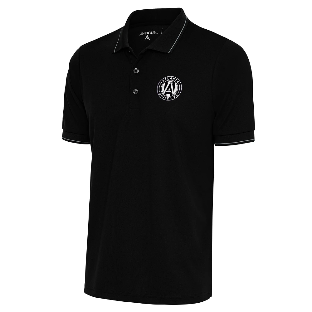 Men's Antigua Black Atlanta United FC Brushed Metallic Logo Solid Pique Polo