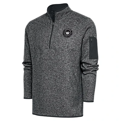 Men's Antigua Heather Charcoal Charlotte FC Brushed Metallic Logo Big & Tall Fortune Quarter-Zip Pullover Jacket