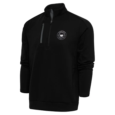 Men's Antigua Black Charlotte FC Brushed Metallic Logo Big & Tall Generation Quarter-Zip Pullover Top