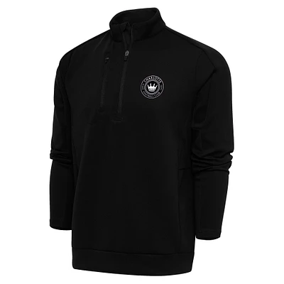 Men's Antigua Charlotte FC Brushed Metallic Logo Generation Quarter-Zip Pullover Top