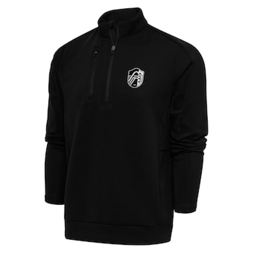 Men's Antigua Black St. Louis City SC Brushed Metallic Logo Generation Quarter-Zip Pullover Top