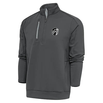 Men's Antigua Gray St. Louis City SC Brushed Metallic Logo Generation Quarter-Zip Pullover Top