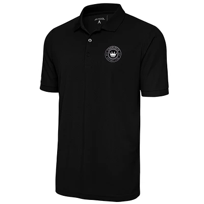 Men's Antigua Black Charlotte FC Brushed Metallic Logo Big & Tall Legacy Polo
