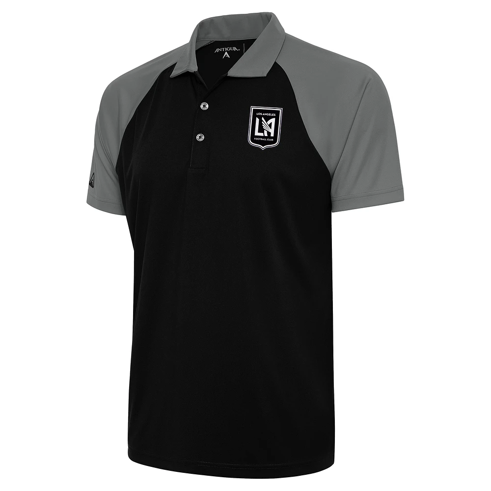 Men's Antigua Black/Steel LAFC Brushed Metallic Logo Nova Polo