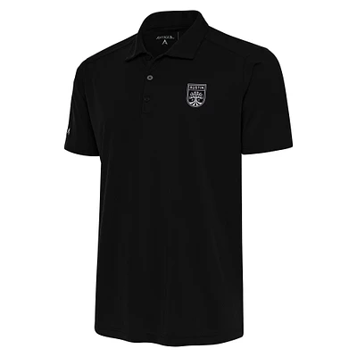 Men's Antigua Black Austin FC Brushed Metallic Logo Tribute Polo