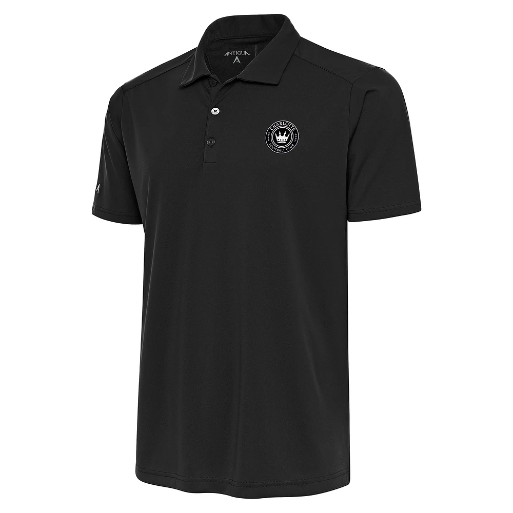 Men's Antigua Charcoal Charlotte FC Brushed Metallic Logo Tribute Polo
