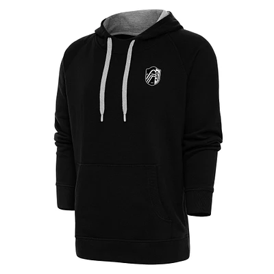 Men's Antigua Black St. Louis City SC Brushed Metallic Logo Victory Pullover Hoodie