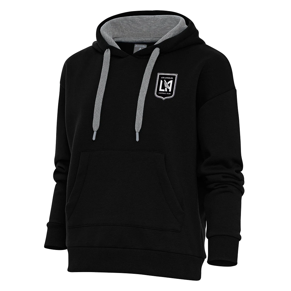 Women's Antigua Black LAFC Brushed Metallic Logo Victory Pullover Hoodie