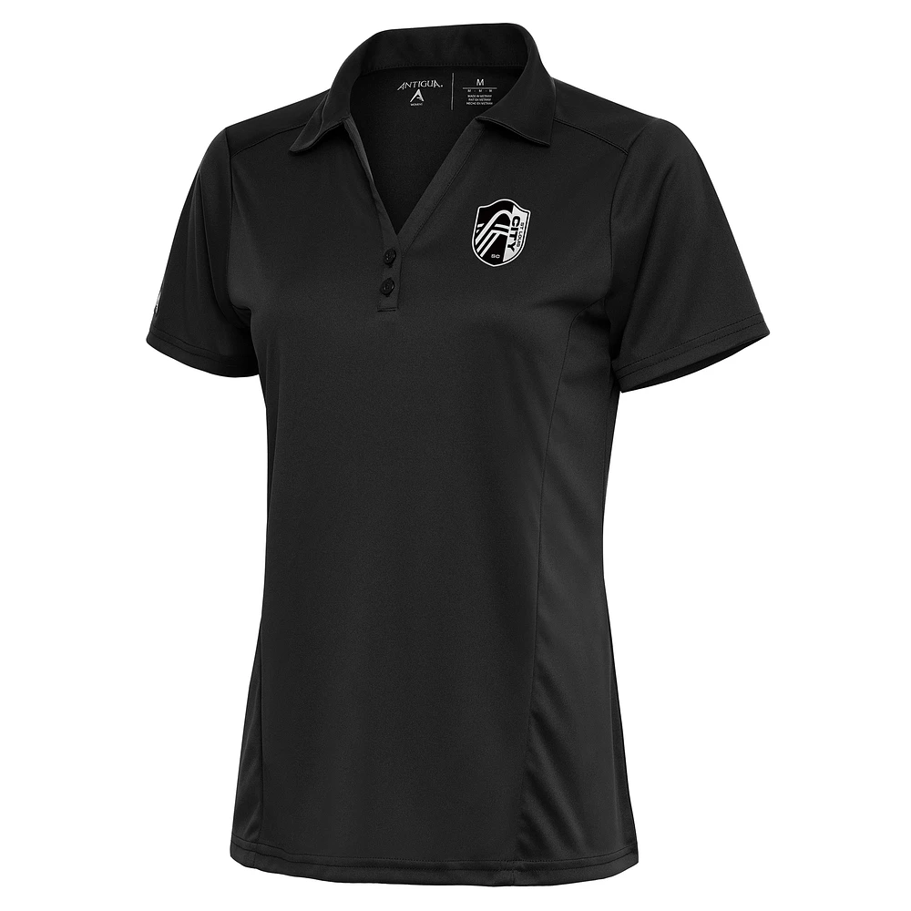 Women's Antigua Charcoal St. Louis City SC Brushed Metallic Logo Tribute Polo