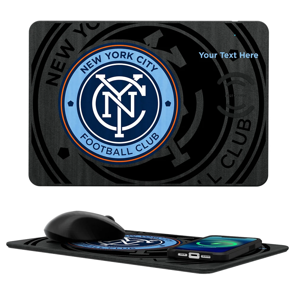 New York City FC Personalized Tilt Design Wireless Charger & Mouse Pad