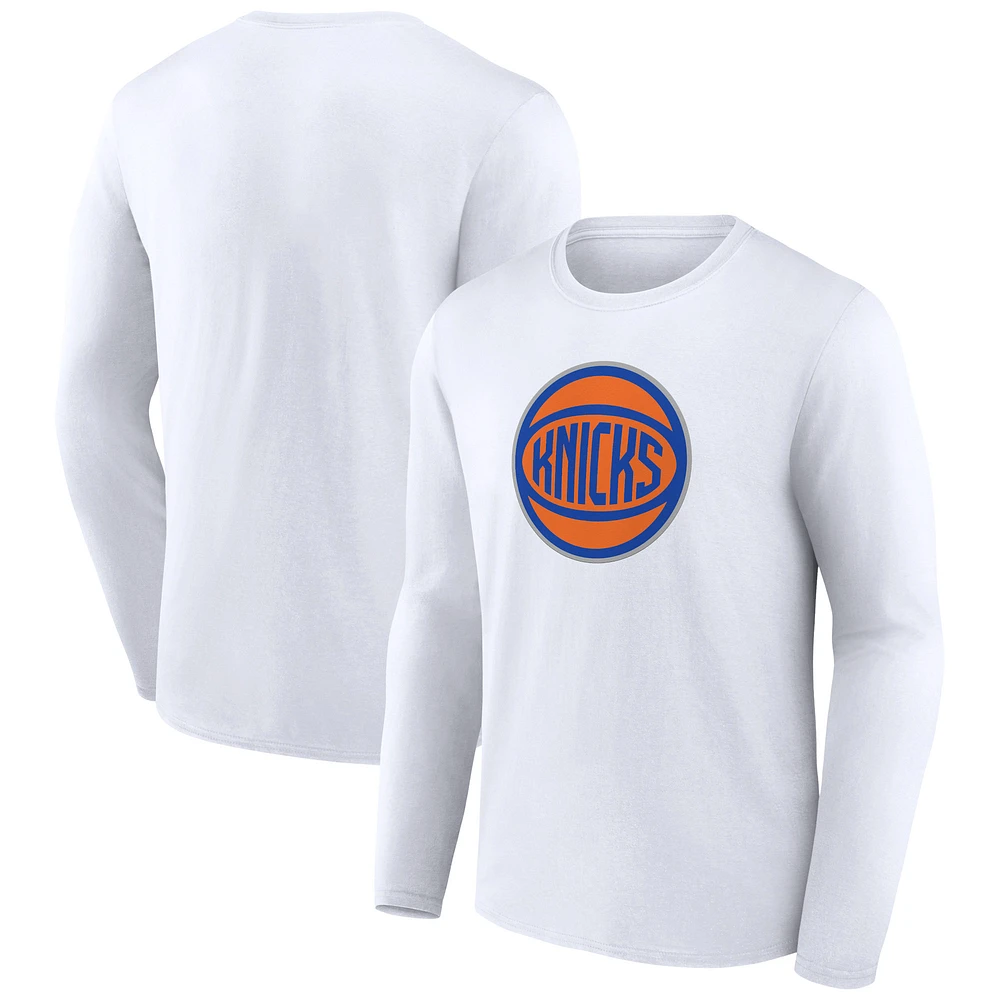Men's White New York Knicks Alternate Logo Long Sleeve T-Shirt