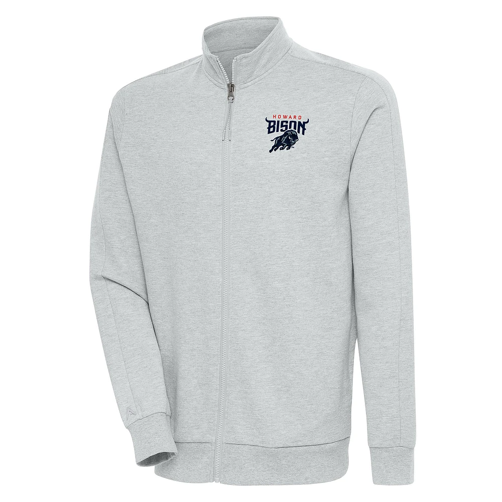 Men's Antigua Heather Gray Howard Bison Action Full-Zip Jacket