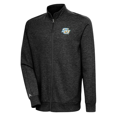 Men's Antigua Heather Black Southern University Jaguars Action Full-Zip Jacket