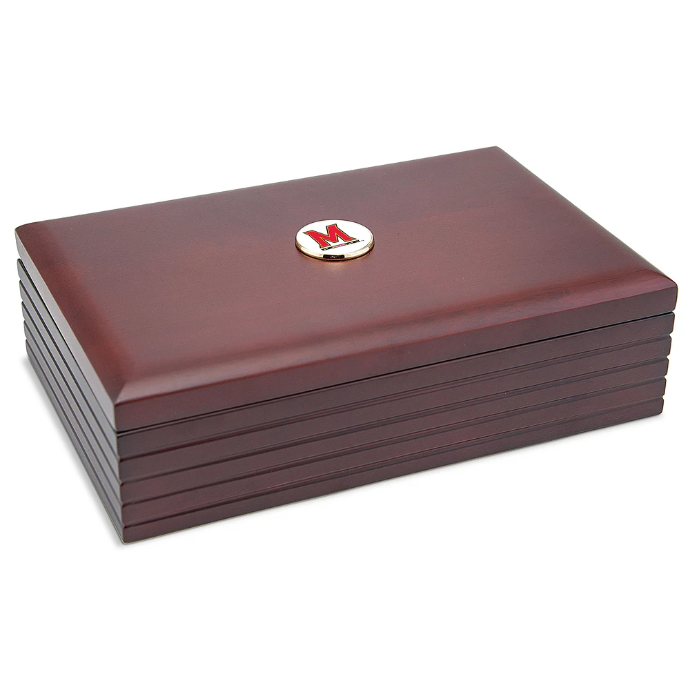 Brown Maryland Terrapins Team Logo 9'' x 6'' Team Rosewood Desk Box