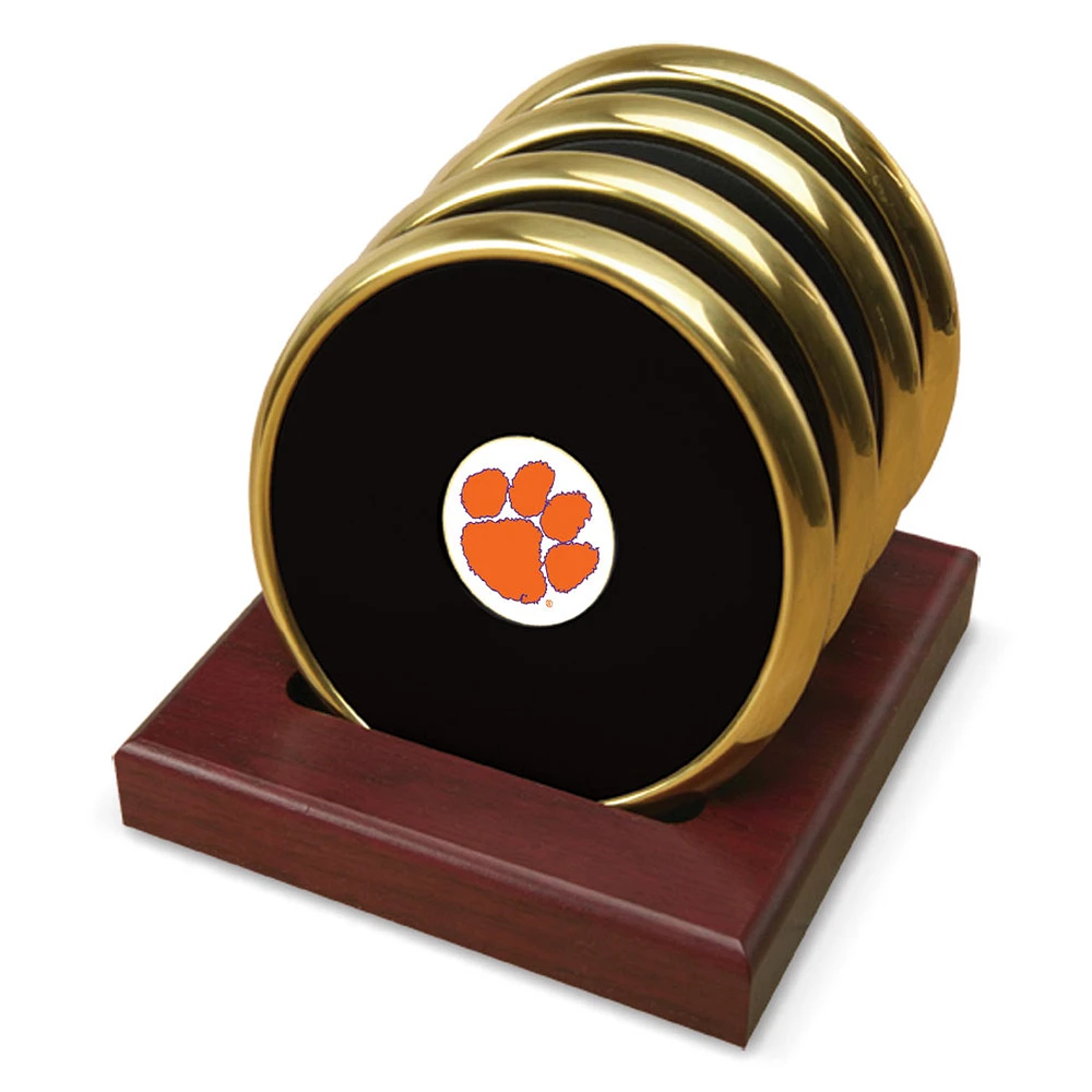 Gold Clemson Tigers Team Logo 4-Piece Coaster Set