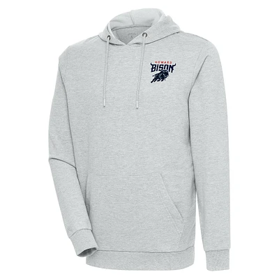 Men's Antigua Heather Gray Howard Bison Action Pullover Hoodie