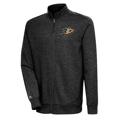 Men's Antigua Heather Black Anaheim Ducks Action Full-Zip Jacket
