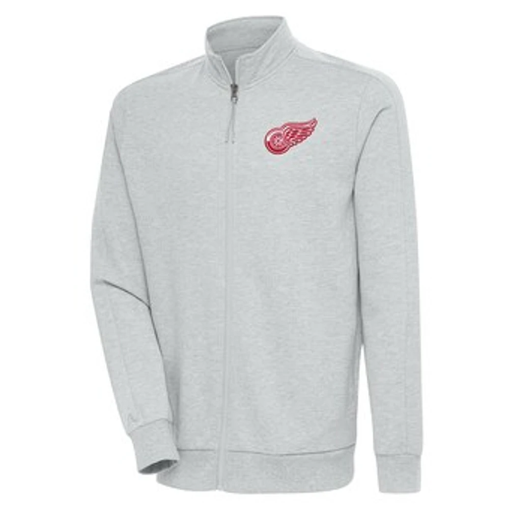 Men's Antigua Heather Gray Detroit Red Wings Action Full-Zip Jacket