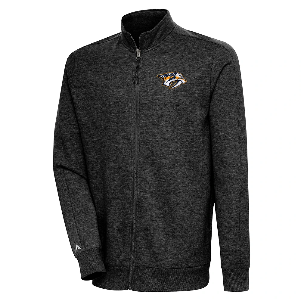 Men's Antigua Heather Black Nashville Predators Action Full-Zip Jacket