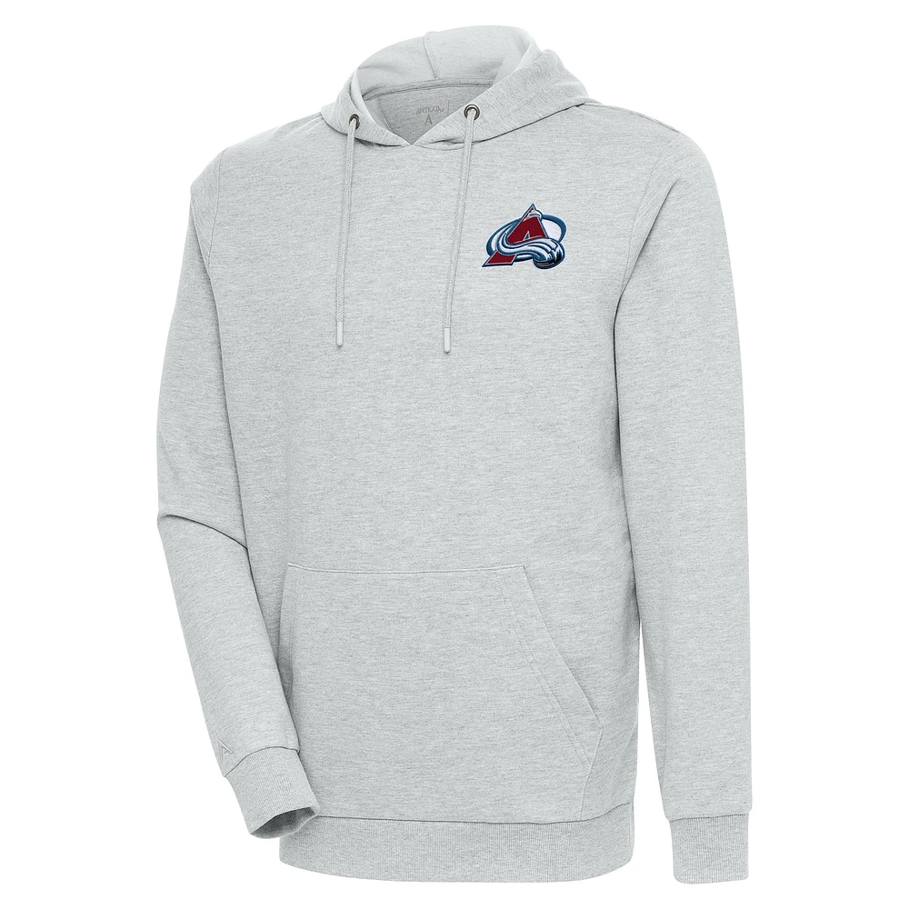 Men's Antigua Heather Gray Colorado Avalanche Action Chenille Pullover Hoodie