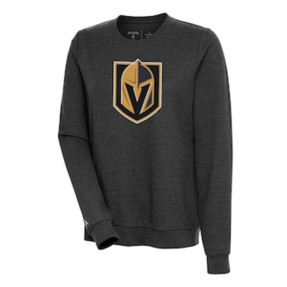 Women's Antigua Heather Vegas Golden Knights Action Crewneck Chenille Pullover Sweatshirt