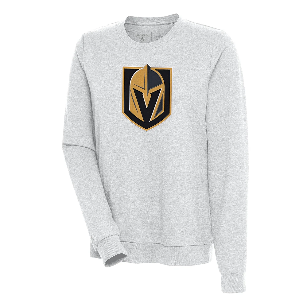 Women's Antigua Heather Vegas Golden Knights Action Crewneck Chenille Pullover Sweatshirt