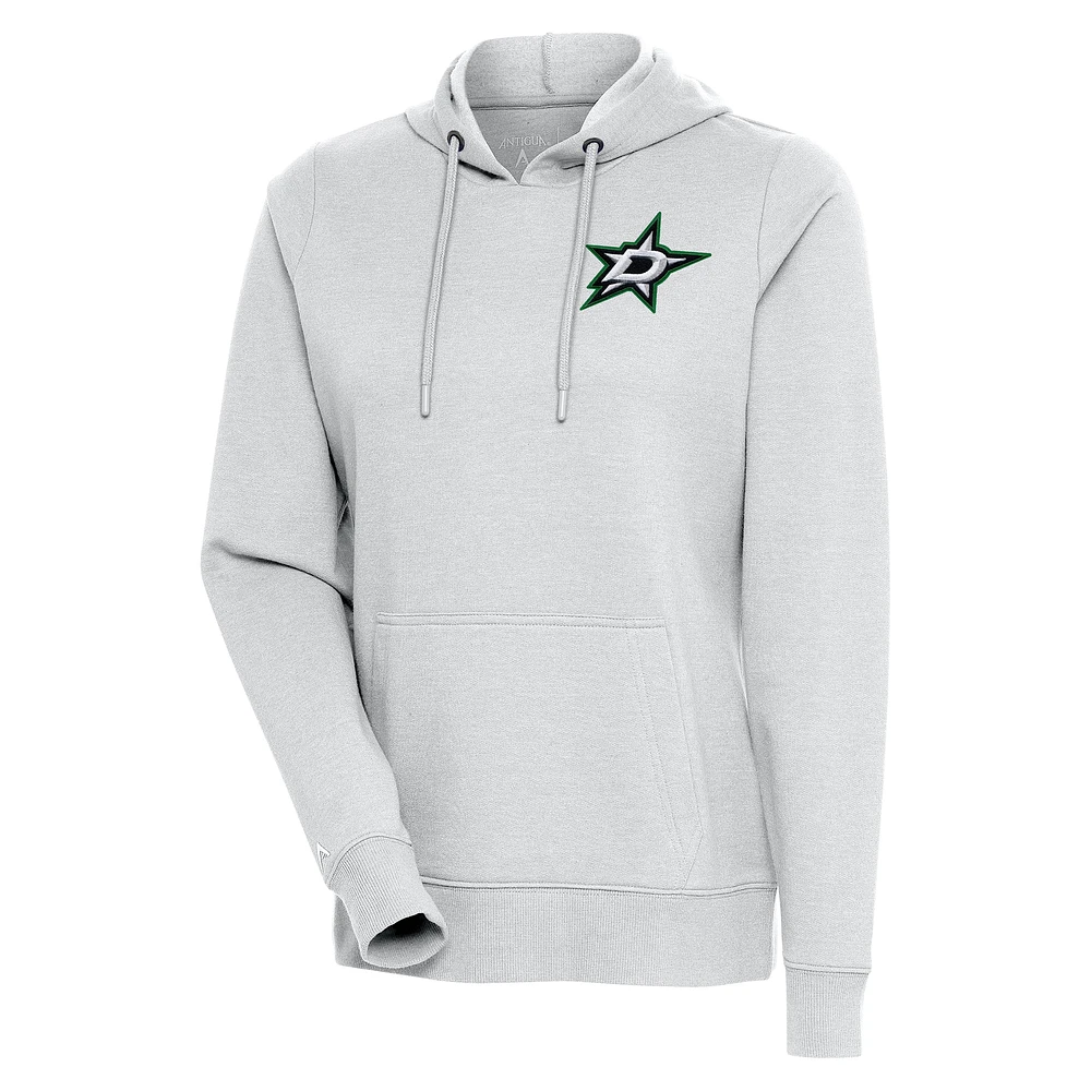 Women's Antigua Heather Gray Dallas Stars Action Chenille Pullover Hoodie