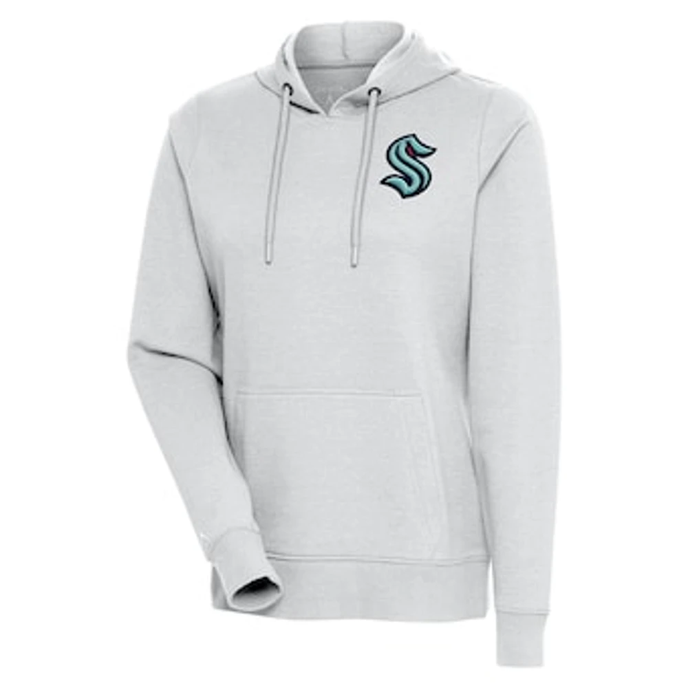 Women's Antigua Heather Gray Seattle Kraken Action Chenille Pullover Hoodie