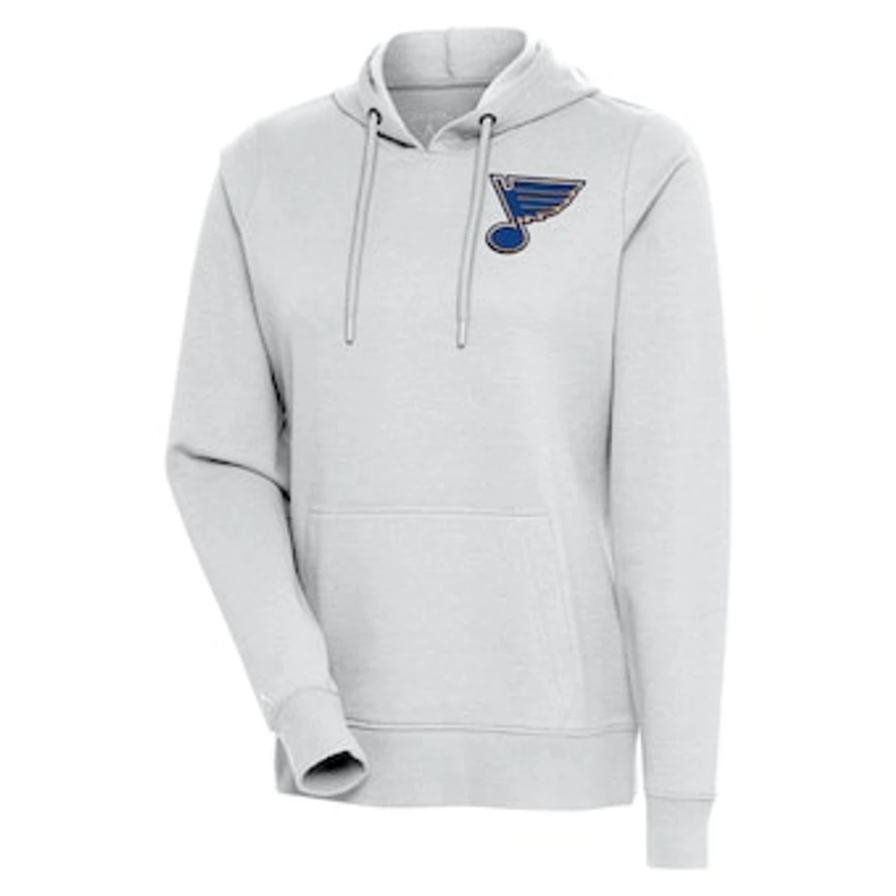 Women's Antigua Heather Gray St. Louis Blues Action Chenille Pullover Hoodie