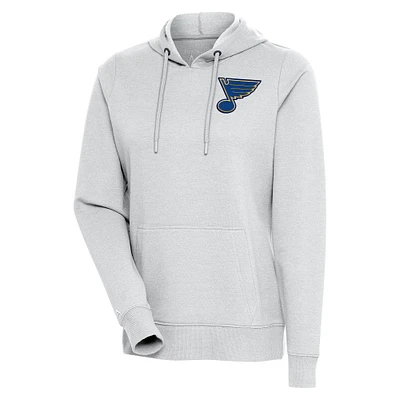 Women's Antigua Heather Gray St. Louis Blues Action Chenille Pullover Hoodie
