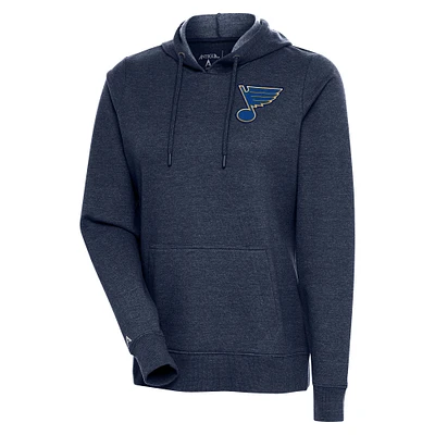 Women's Antigua Heather Navy St. Louis Blues Action Chenille Pullover Hoodie