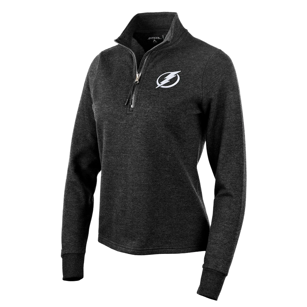 Women's Antigua Heather Black Tampa Bay Lightning Action Quarter-Zip Pullover Sweatshirt