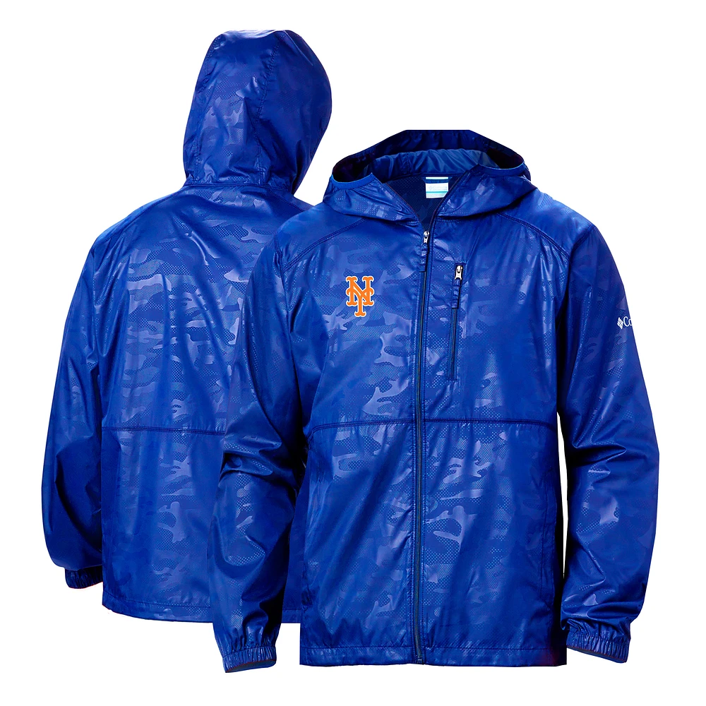 Men's Columbia Royal New York Mets Camo Flash Forward Full-Zip Team Logo Windbreaker Jacket
