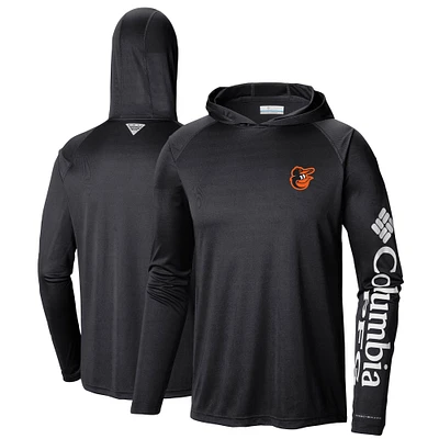 Men's Columbia Black Baltimore Orioles Terminal Tackle Long Sleeve Hoodie T-Shirt