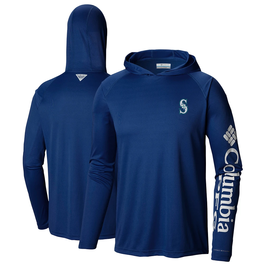 Men's Columbia Navy Seattle Mariners Terminal Tackle Long Sleeve Hoodie T-Shirt