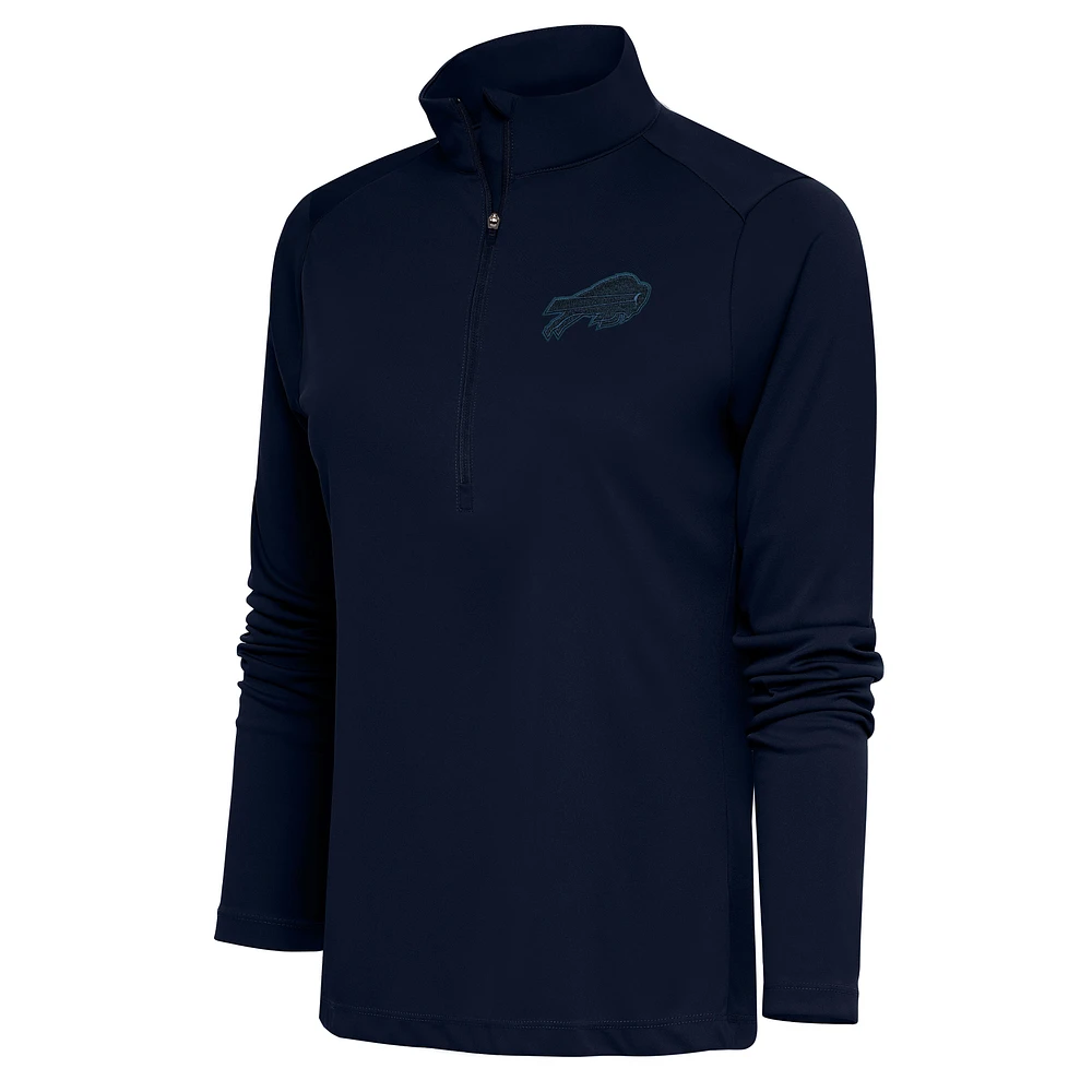 Women's Antigua Navy Buffalo Bills Tonal Logo Tribute Half-Zip Top