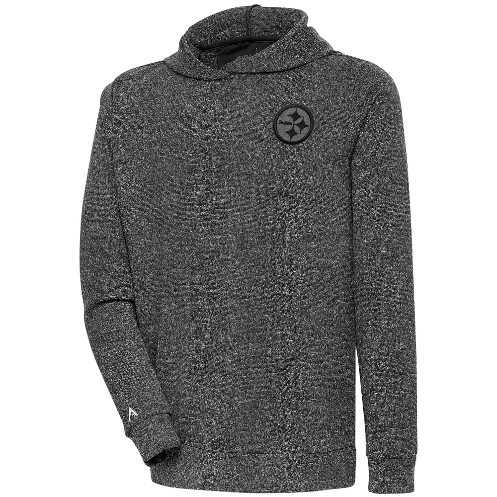 Men's Antigua Heather Black Pittsburgh Steelers Tonal Logo Absolute Pullover Hoodie