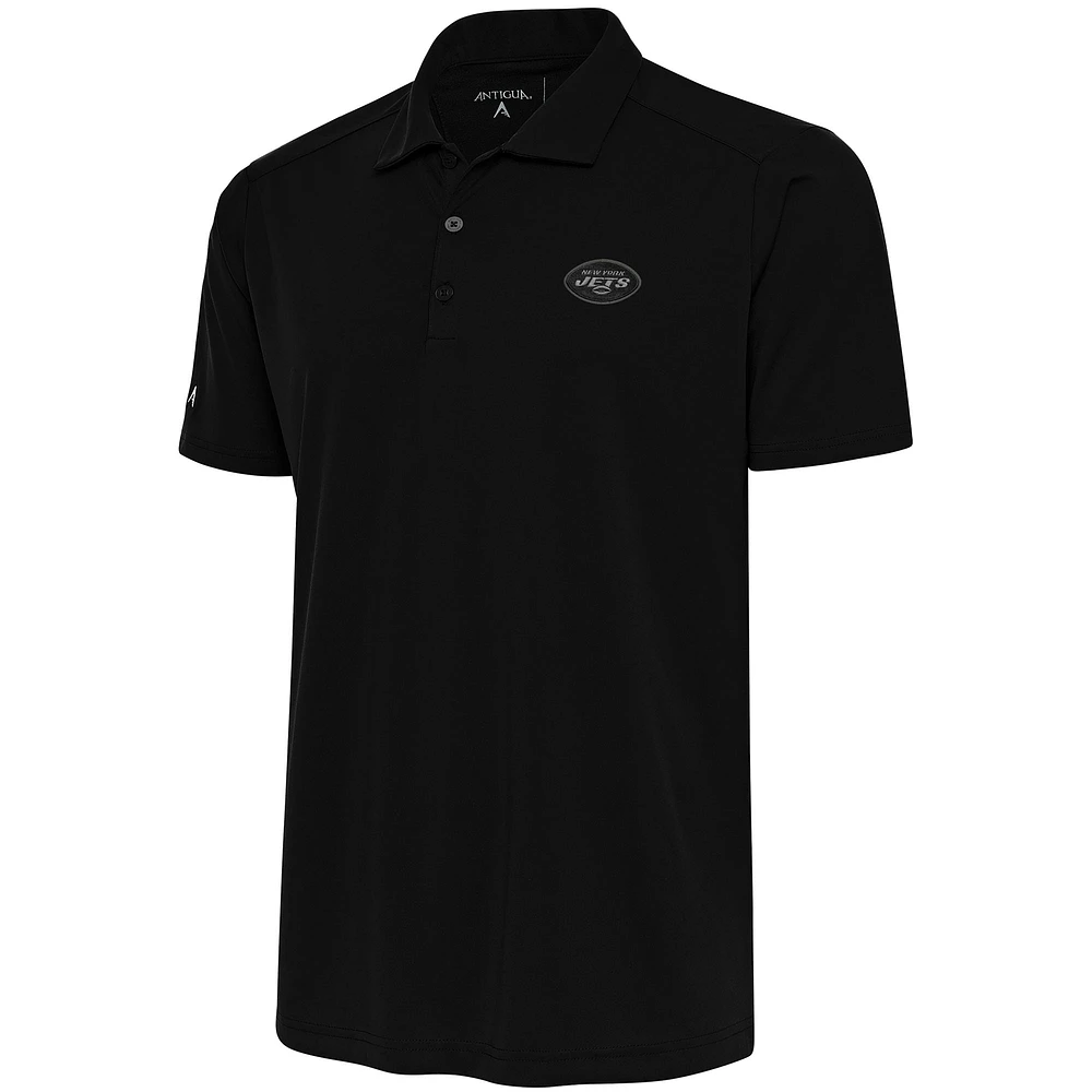 Men's Antigua Black New York Jets Tonal Logo Apex Polo