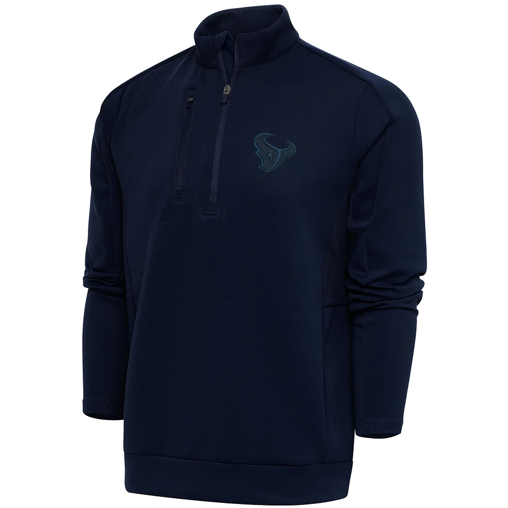 Men's Antigua Navy Houston Texans Tonal Logo Generation Quarter-Zip Pullover Top