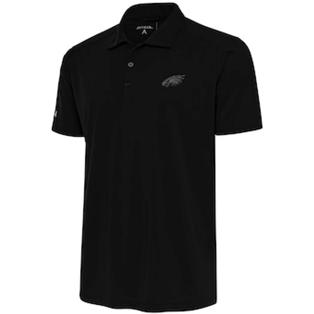 Men's Antigua Black Philadelphia Eagles Tonal Logo Tribute Polo